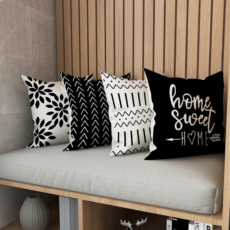 YCOLL Pillow Covers 20x20 Set of 4, Modern Sofa Throw Pillow Cover, Decorative Outdoor Linen Fabric Pillow Case for Couch Bed Car, Black - Image 2